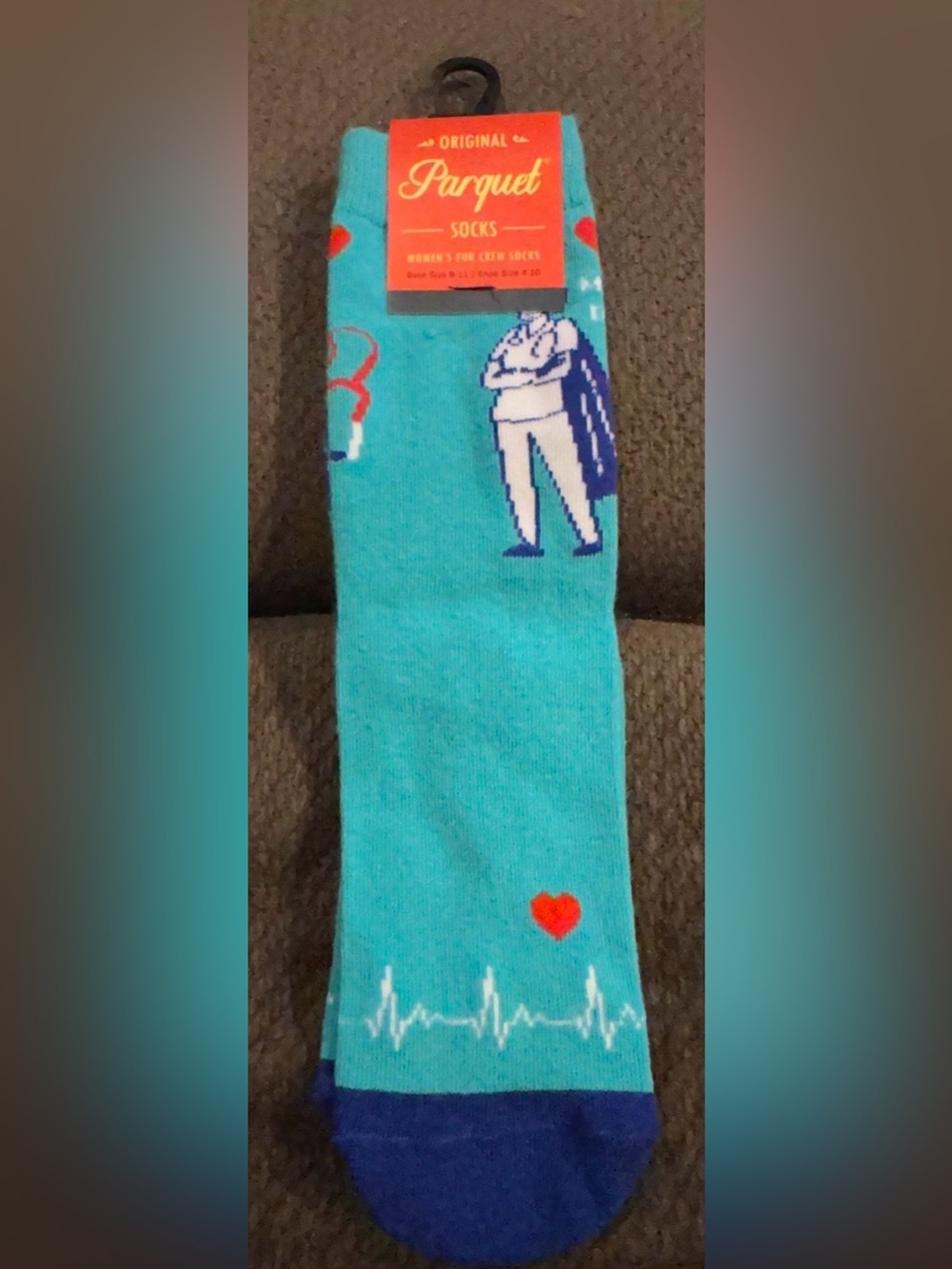 Turquoise Novelty Socks with Heart Motif